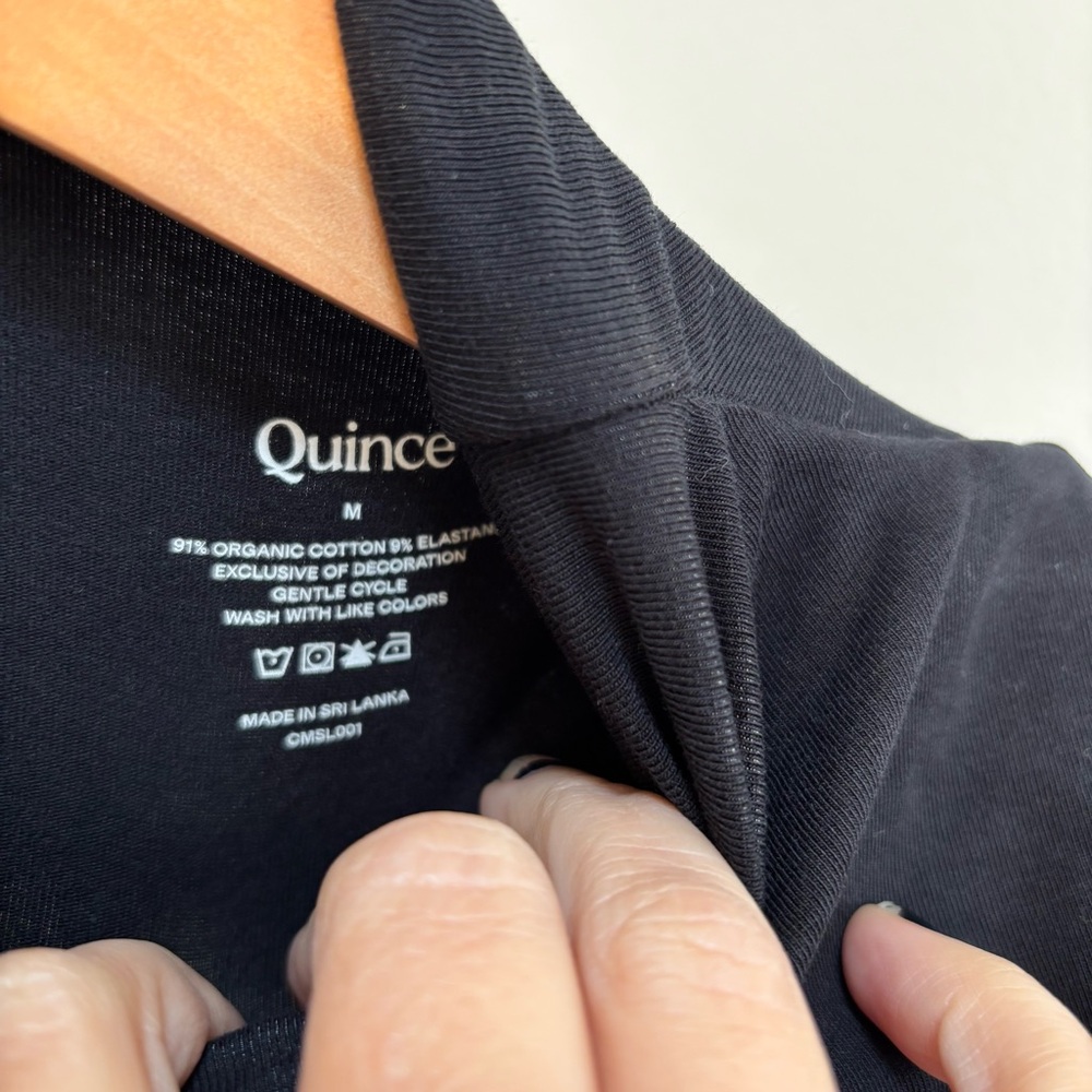 Quince Black Sleeveless Blouse Mock Turtleneck Tank Top Medium NWT Career - Picture 3 of 8